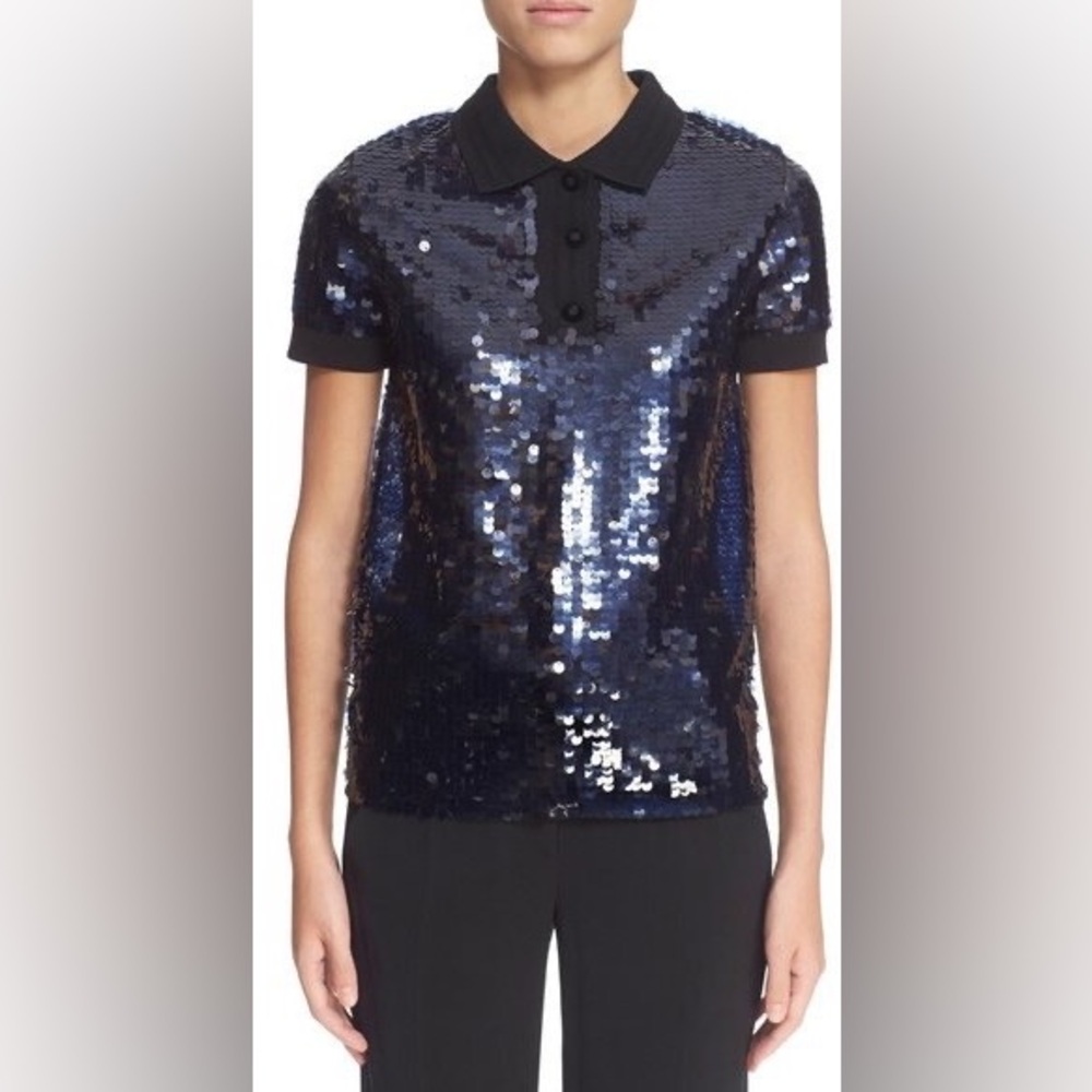 Sequined Polo Top